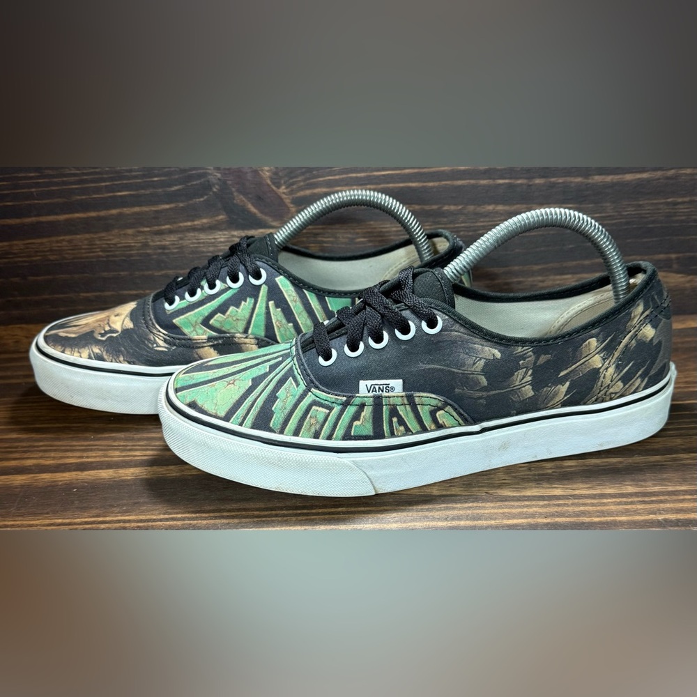Vans Southwest Custom Culture Mens Size 8 Shoes Black Green Skull Athletic Sneak